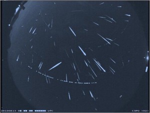 A compilation of events seen during the peak of the 2010 Perseid meteor shower on Aug. 13, 2010, over Huntsville, Ala. (NASA/MSFC/D. Moser, NASA's Meteoroid Environment Office) 