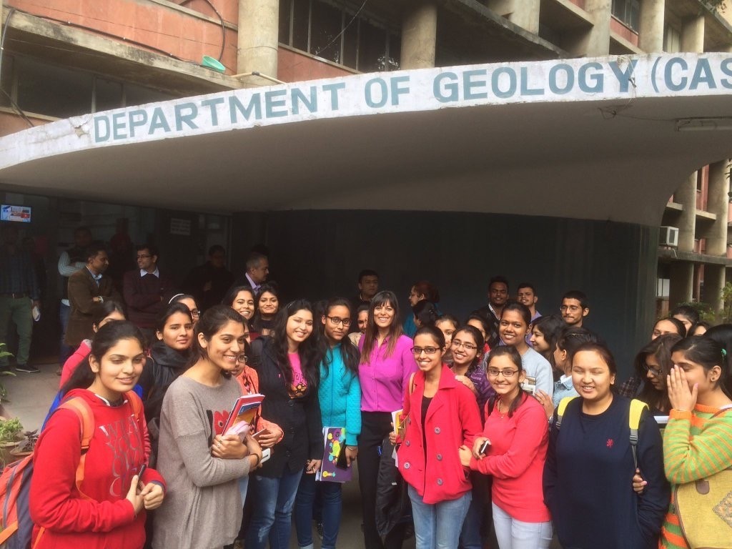 With women undergraduates at my alma mater (Department of Geology at Panjab University). There were only ~10% women undergraduates during my time there, but now there are equal numbers of women and men.